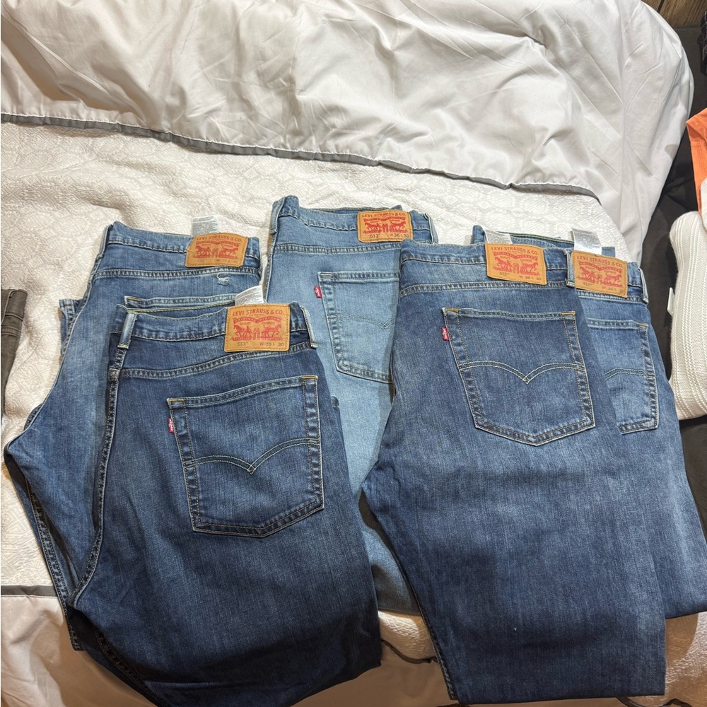 Levi's Men's Dark and Light Blue Straight Jeans